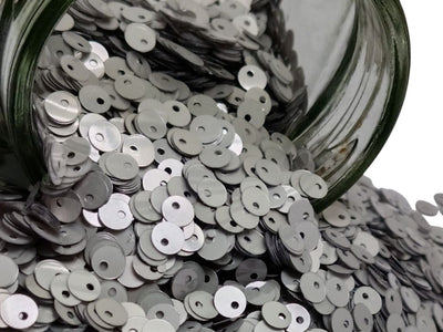 Silver  Circular One Hole Plastic Sequins