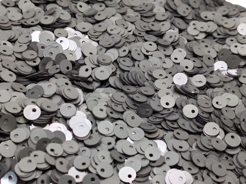 Silver  Circular One Hole Plastic Sequins