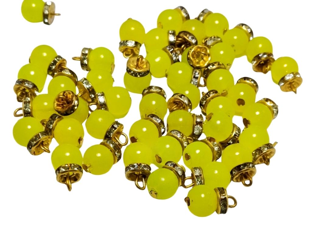 Yellow Spherical Loreal Glass Beads