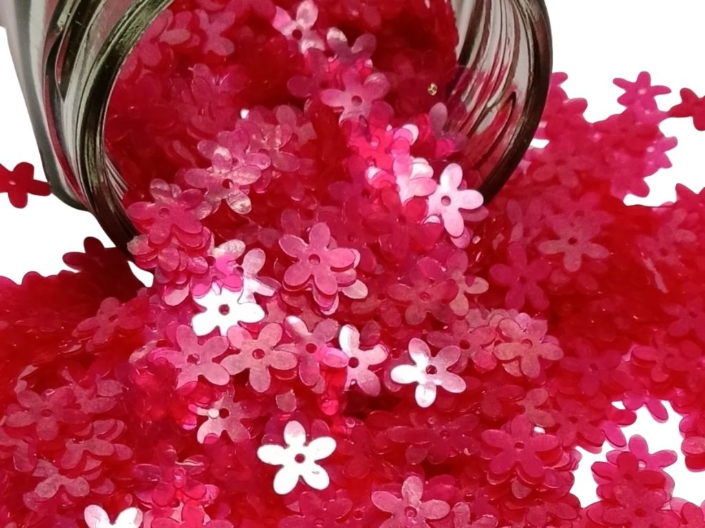 Red Flower One Hole Plastic Sequins
