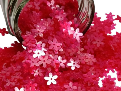 Red Flower One Hole Plastic Sequins