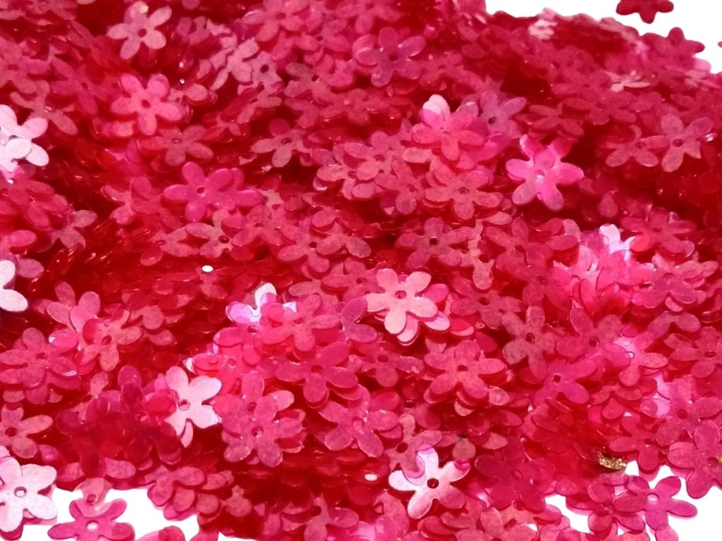 Red Flower One Hole Plastic Sequins