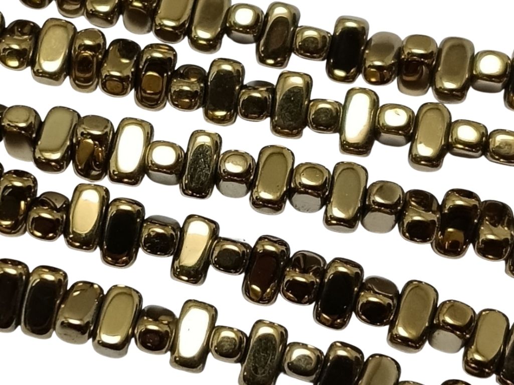 Metallic Light Golden Oblong Haemetite Metal Beads