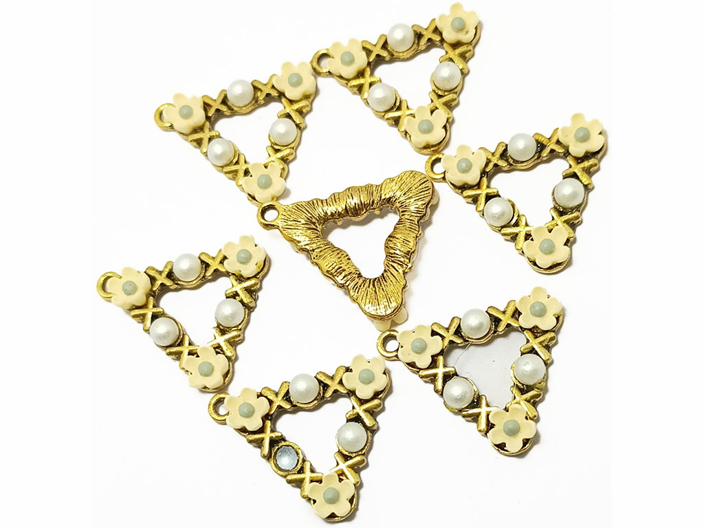 Multicolor Triangular Plastic & Metal Charms