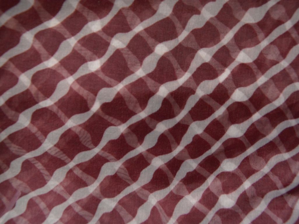 Maroon Strips Digital Printed Liquid Organza Fabric