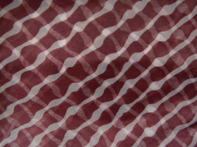 Maroon Strips Digital Printed Liquid Organza Fabric