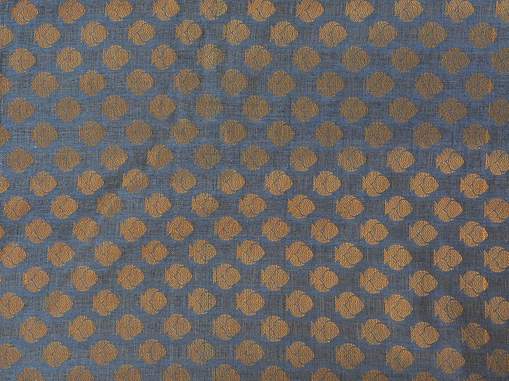 Dark Gray Motifs Semi Banarasi Brocade Fabric