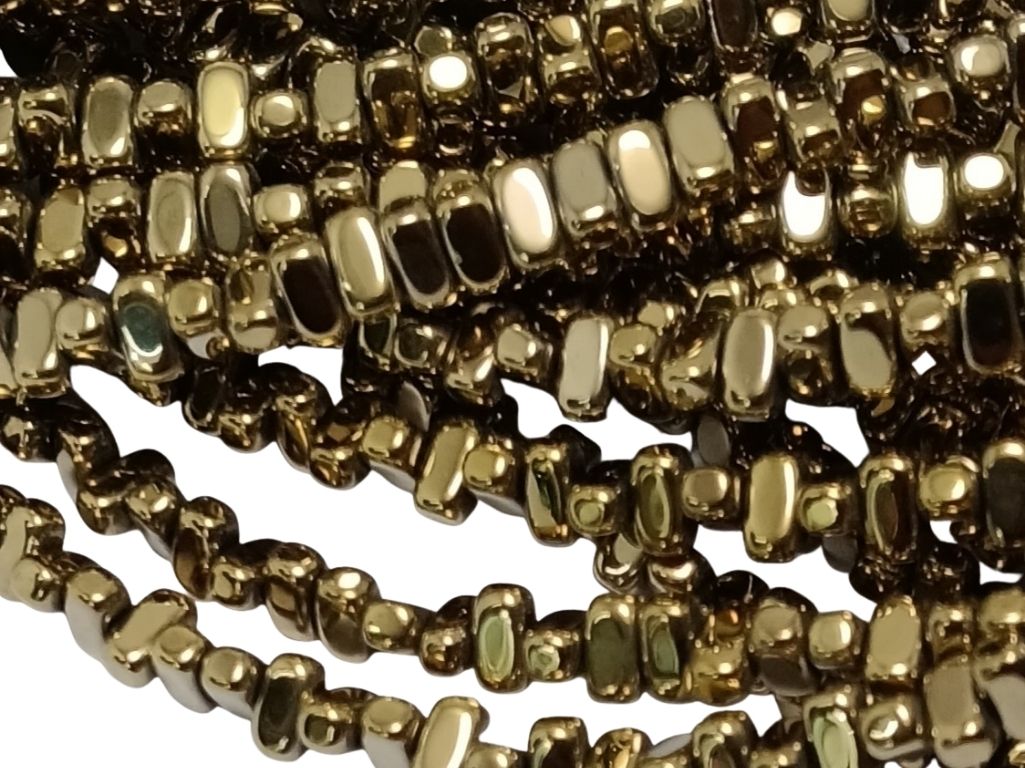 Metallic Light Golden Oblong Haemetite Metal Beads