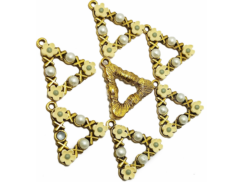 Multicolor Triangular Plastic & Metal Charms