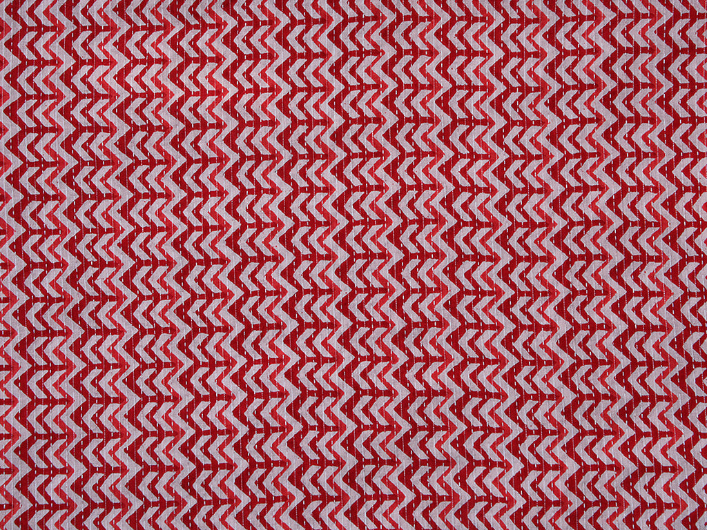 Red Chevron Design Pure Cotton Kantha Fabric