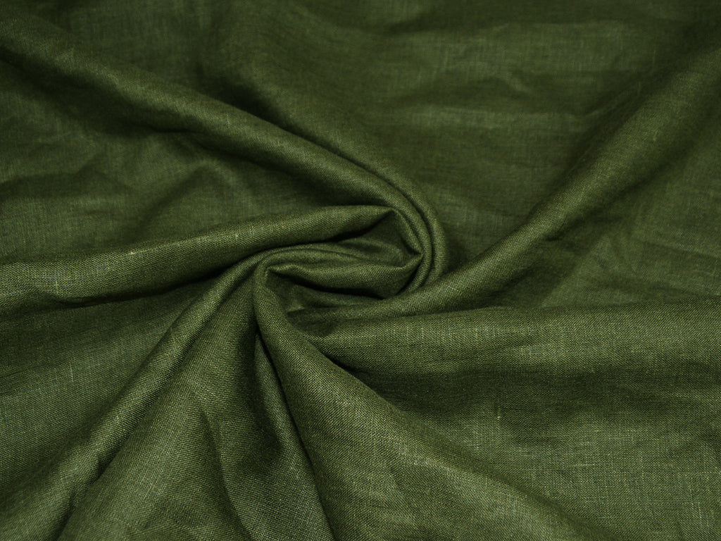 Precut of Dark Olive Green Pure Linen Fabric - 60 Lea