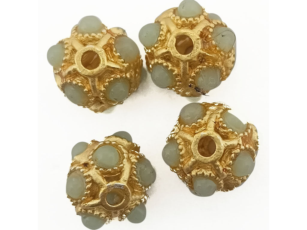 Marble Gray & Golden Metal Spacer Beads