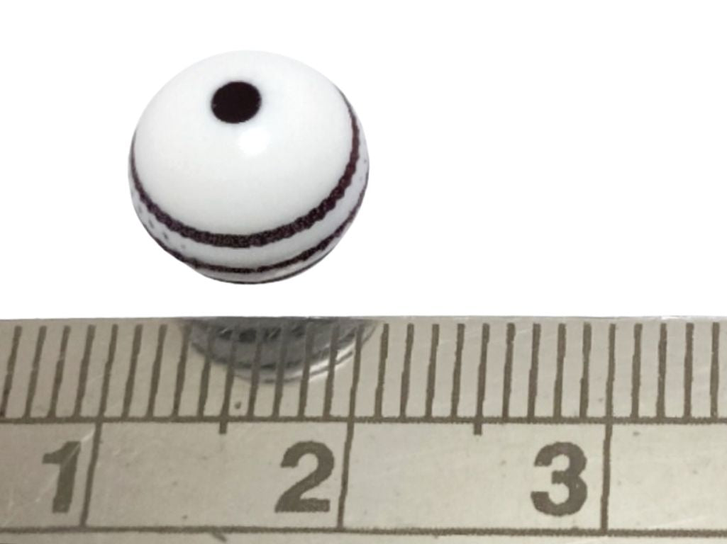 White & Black Cricket Ball Spherical Plastic Matte Finish Beads