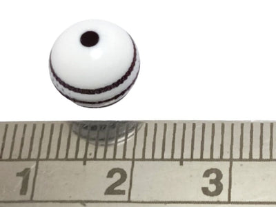 White & Black Cricket Ball Spherical Plastic Matte Finish Beads