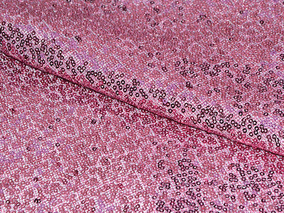 Bright Pink Sequins Embroidered Net Fabric