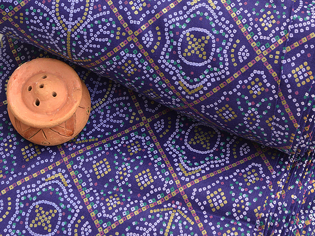 Blue Traditional Bandhani Digital Printed Sub Cotton Fabric