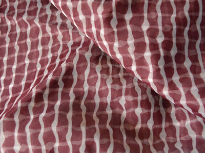 Maroon Strips Digital Printed Liquid Organza Fabric