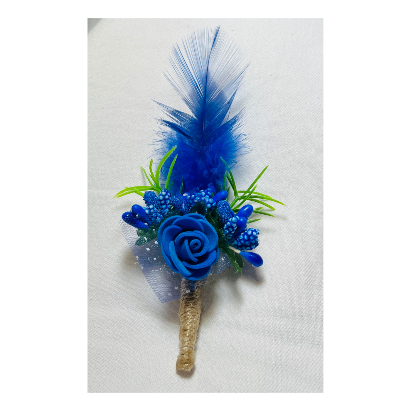 Blue Faux Feather Flower Brooch ( Wholesale )