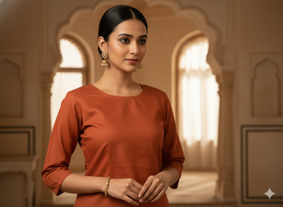 Burnt Orange Plain 100% Pure Mul Mul Cotton