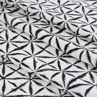 Black & White Abstract Printed Cotton Rayon Fabric