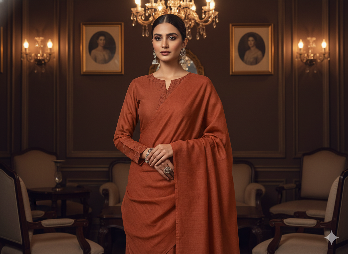 Burnt Orange Plain 100% Pure Mul Mul Cotton