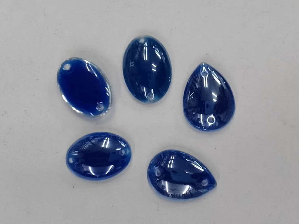 Bright Blue Assorted 2 Hole Glass Stones- Mix Size