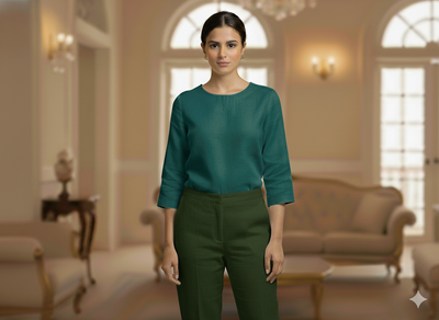 गहरा जैतून हरा शुद्ध लिनन कपड़ा - 60 ली