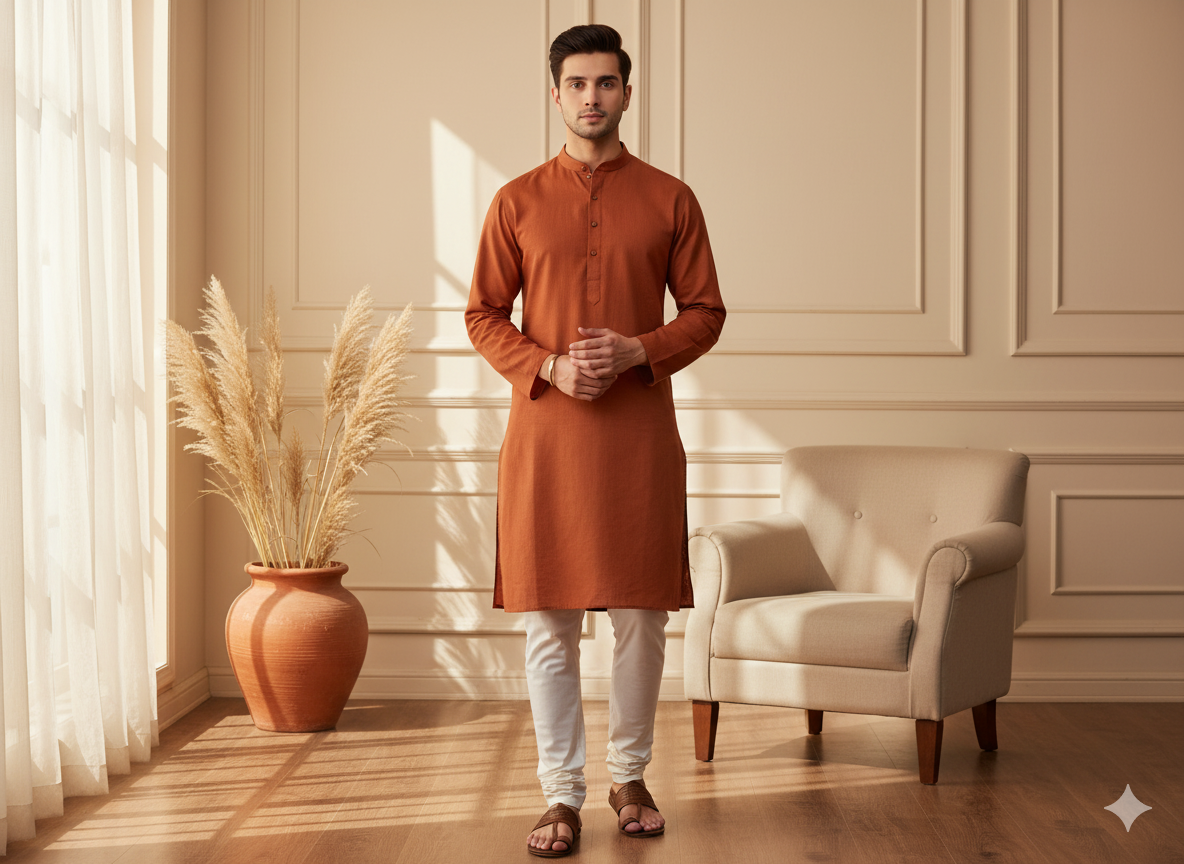 Burnt Orange Plain 100% Pure Mul Mul Cotton
