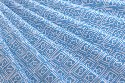 Light Blue Traditional Printed Pure Cotton Fabric