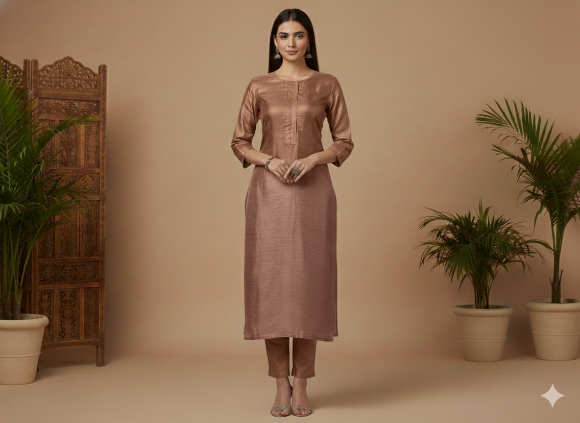 Light Brown Plain Bangalore Raw Silk Fabric  (Wholesale)