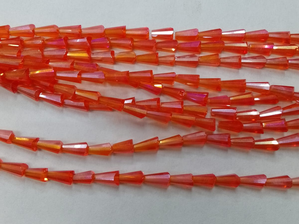 Reddish Orange Conical Crystal Glass Beads