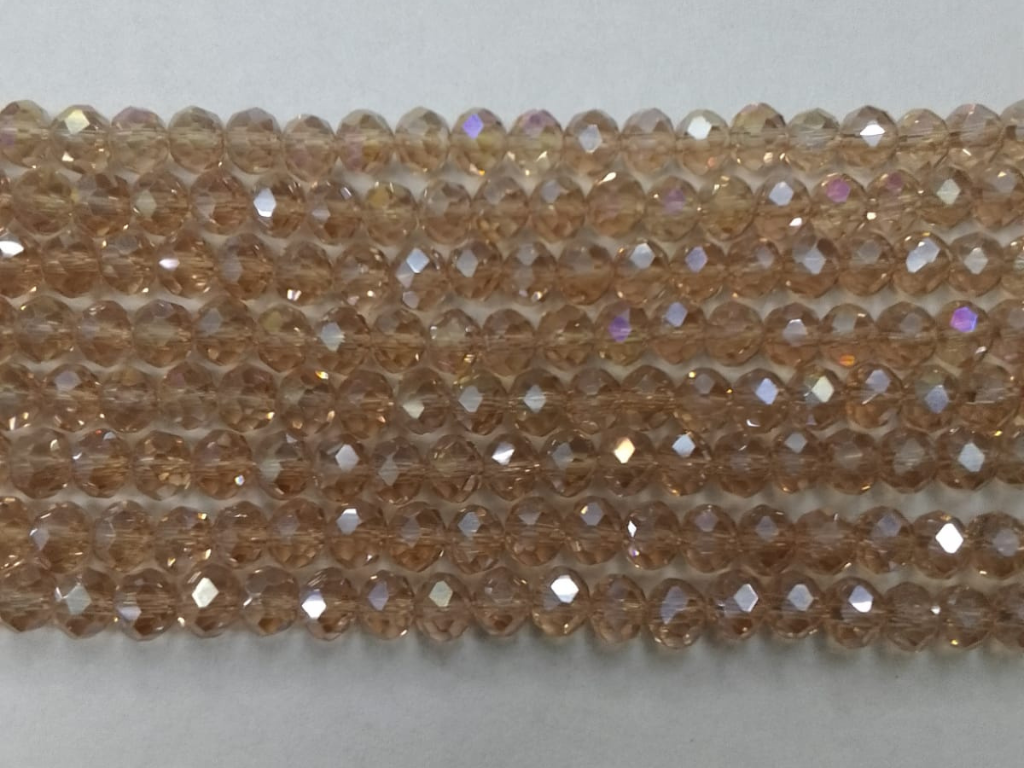 Cream Transparent Tyre Crystal Glass Beads (Wholesale