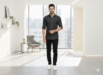 काला सादा सूती लिनन कपड़ा