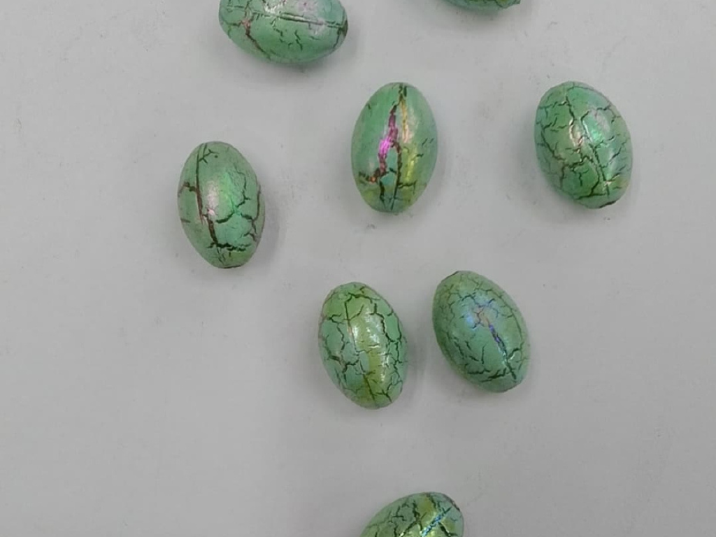 Light Green Oval Designer Plastic Stones