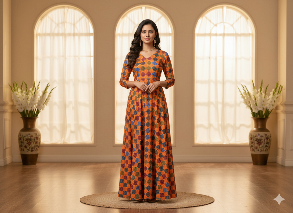 Yellow Diamond Digitally Printed Butter Crepe Fabric