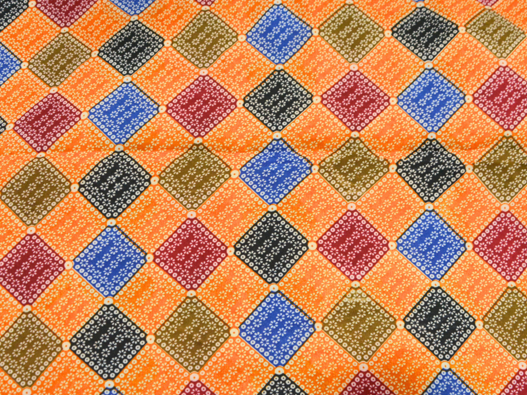 Yellow Diamond Digitally Printed Butter Crepe Fabric