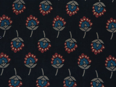 Black Ajrak Printed Pure Mul Mul Cotton Fabrics