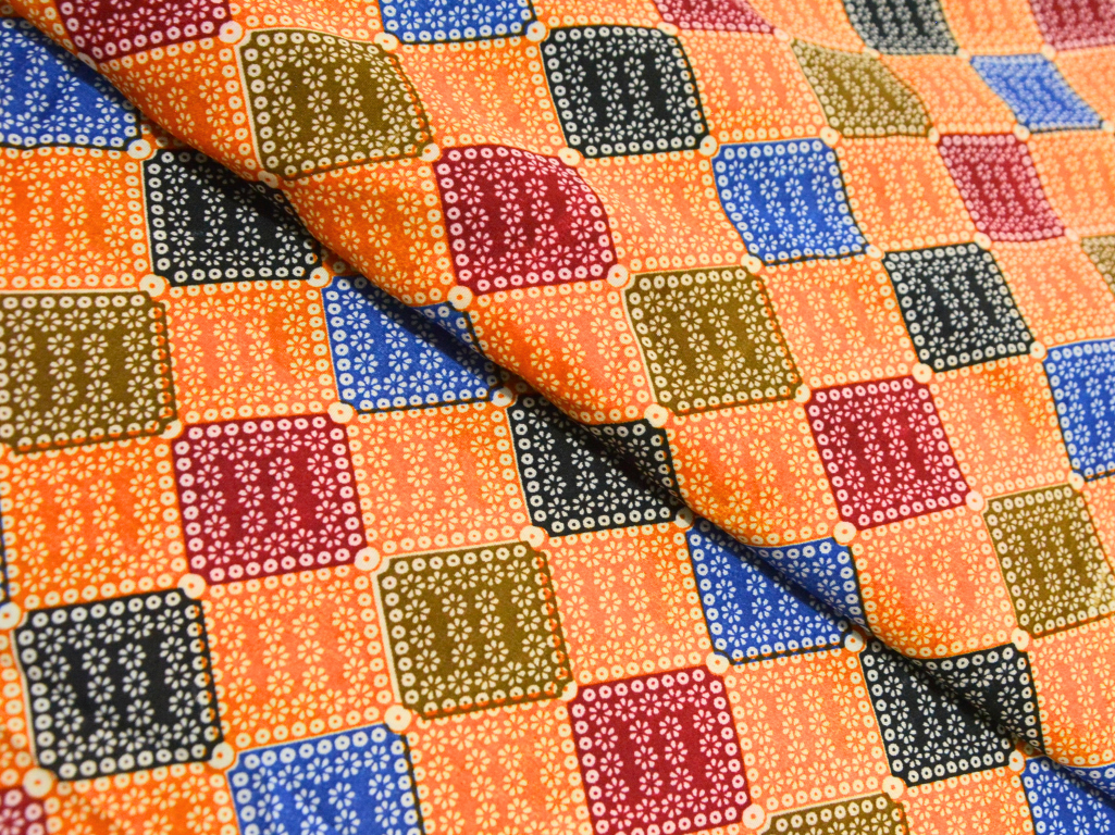 Yellow Diamond Digitally Printed Butter Crepe Fabric