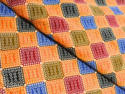 Yellow Diamond Digitally Printed Butter Crepe Fabric