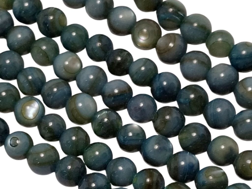 Multicolour Blue Spherical Glossy Mother of Pearl Beads
