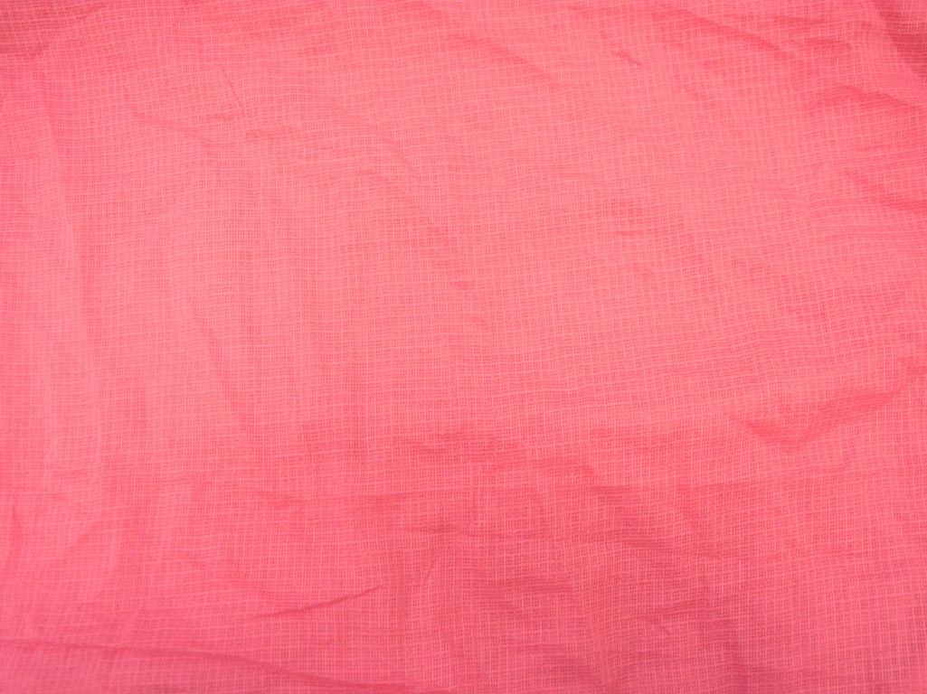 Coral Pink Check Kota Doria Pure Cotton Fabric