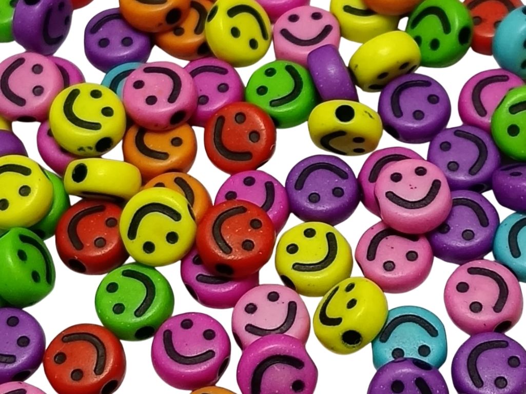 Assorted Round Smiley face Plastic Beads