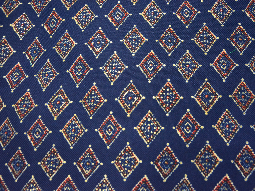 Navy Blue Traditional Printed Semi Pashimna Woolen Fabric