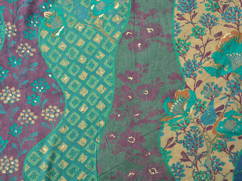 Turquoise Green Abstract Pure Mul Mul Cotton Fabric