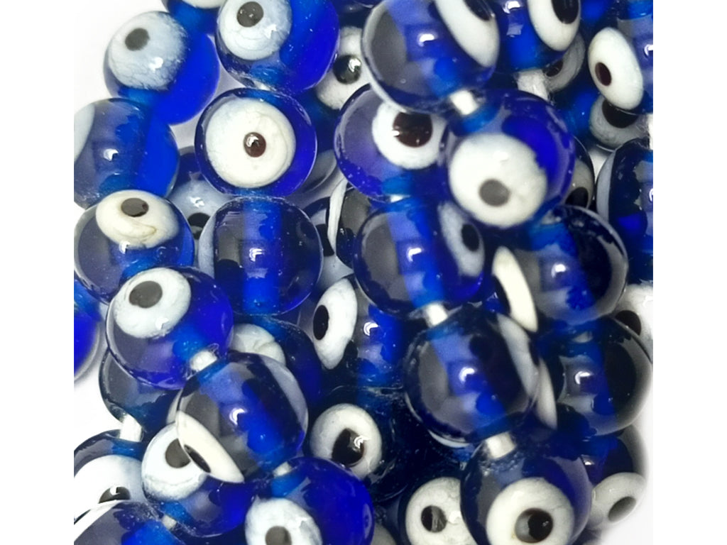 Blue Spherical Evil Eye Glass Beads