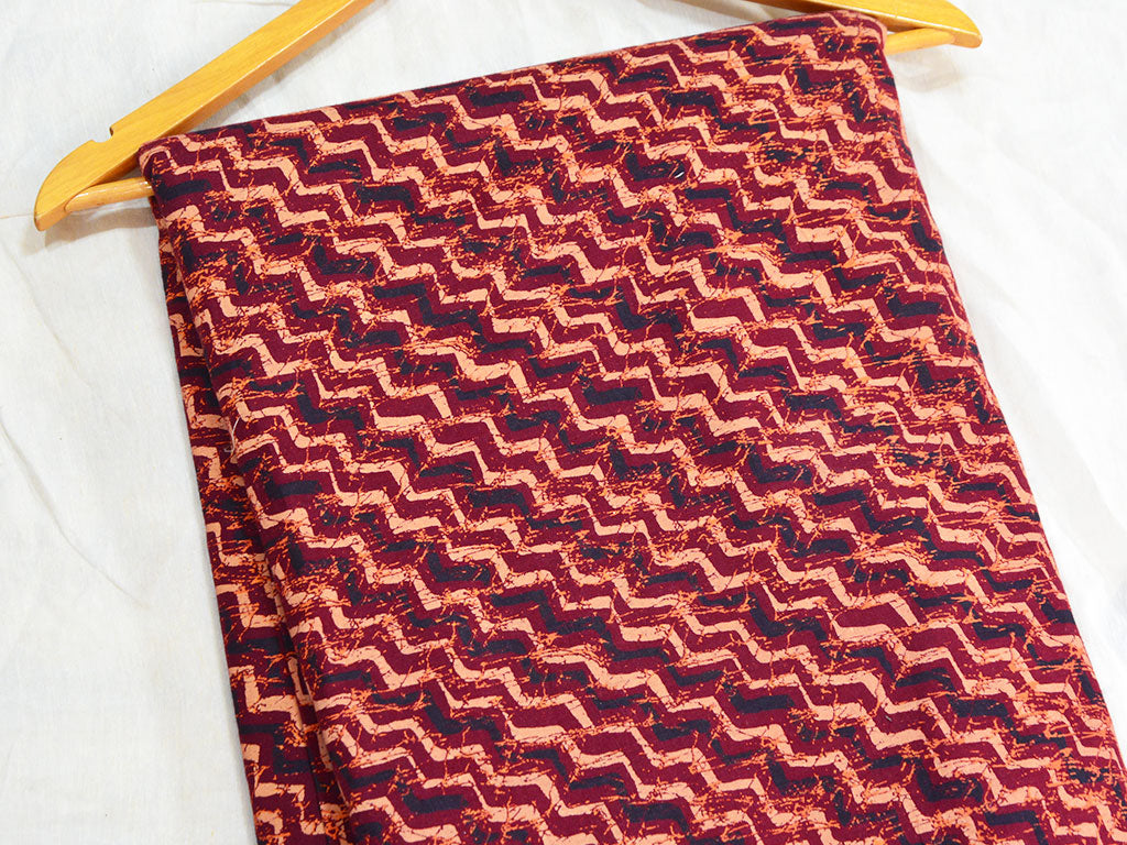 Maroon Chevron Pure Cotton Fabric