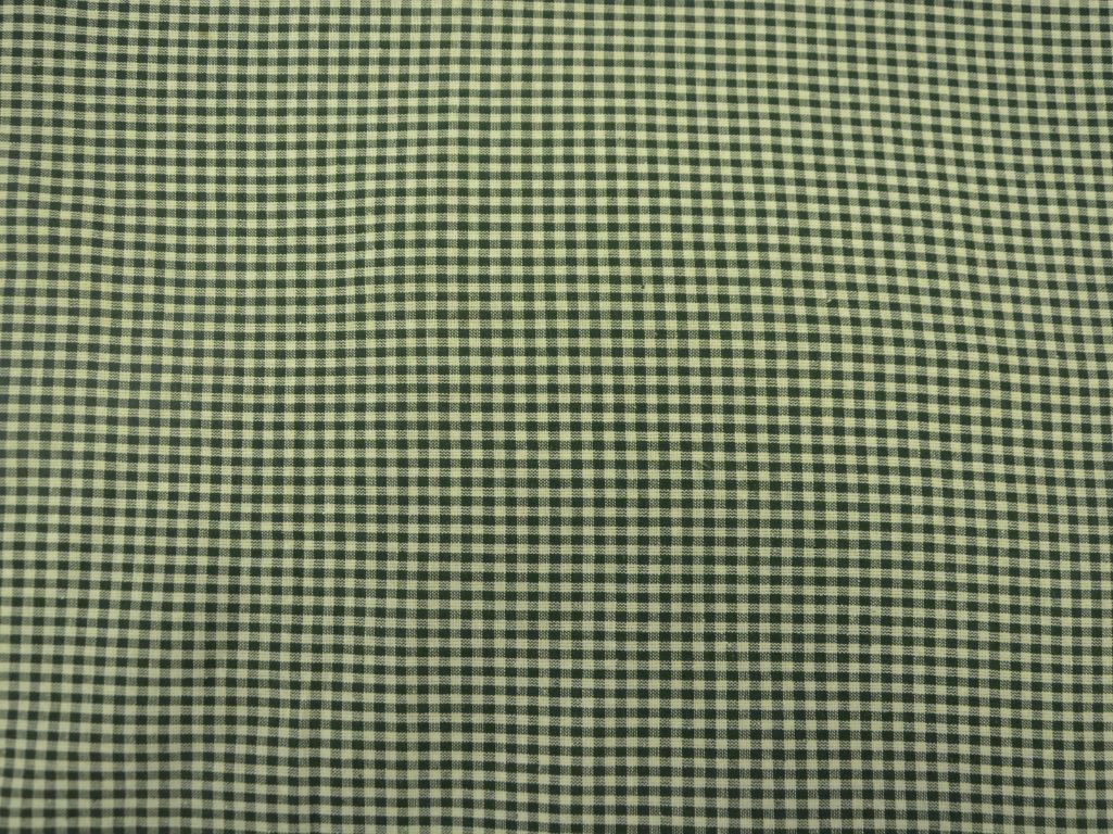 Dark Green Checks Yarns Dyed Pure Cotton Fabric