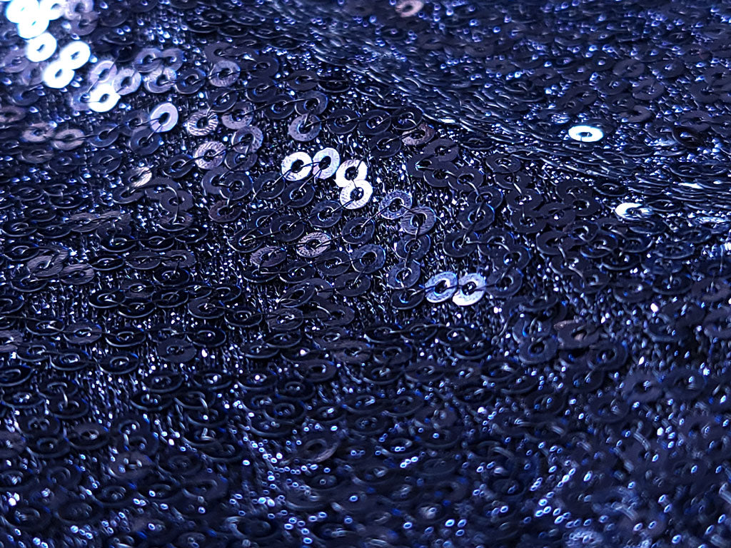 Purple Glitter Sequins Embroidered Net Fabric