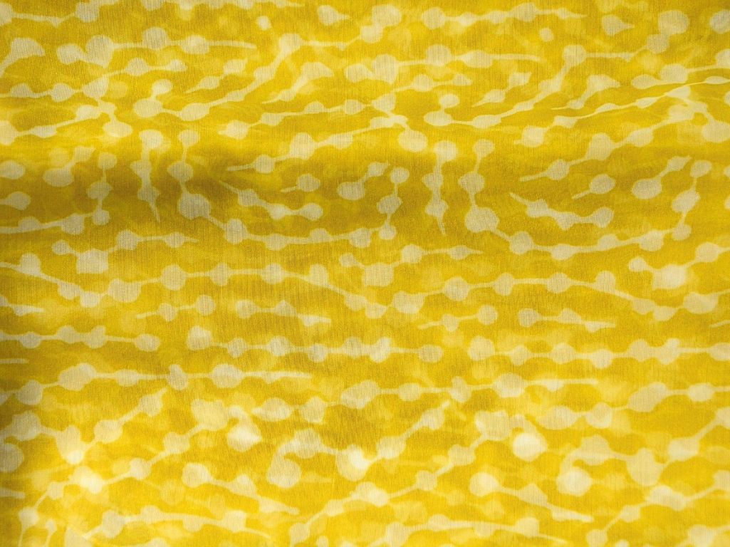 Yellow Abstract Digital Printed Liquid Organza Fabric