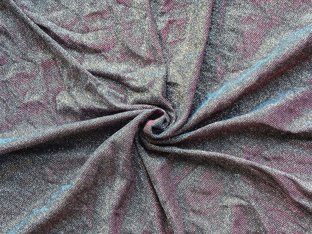 Purple & Silver Plain Shimmer Satin Bonding Fabric